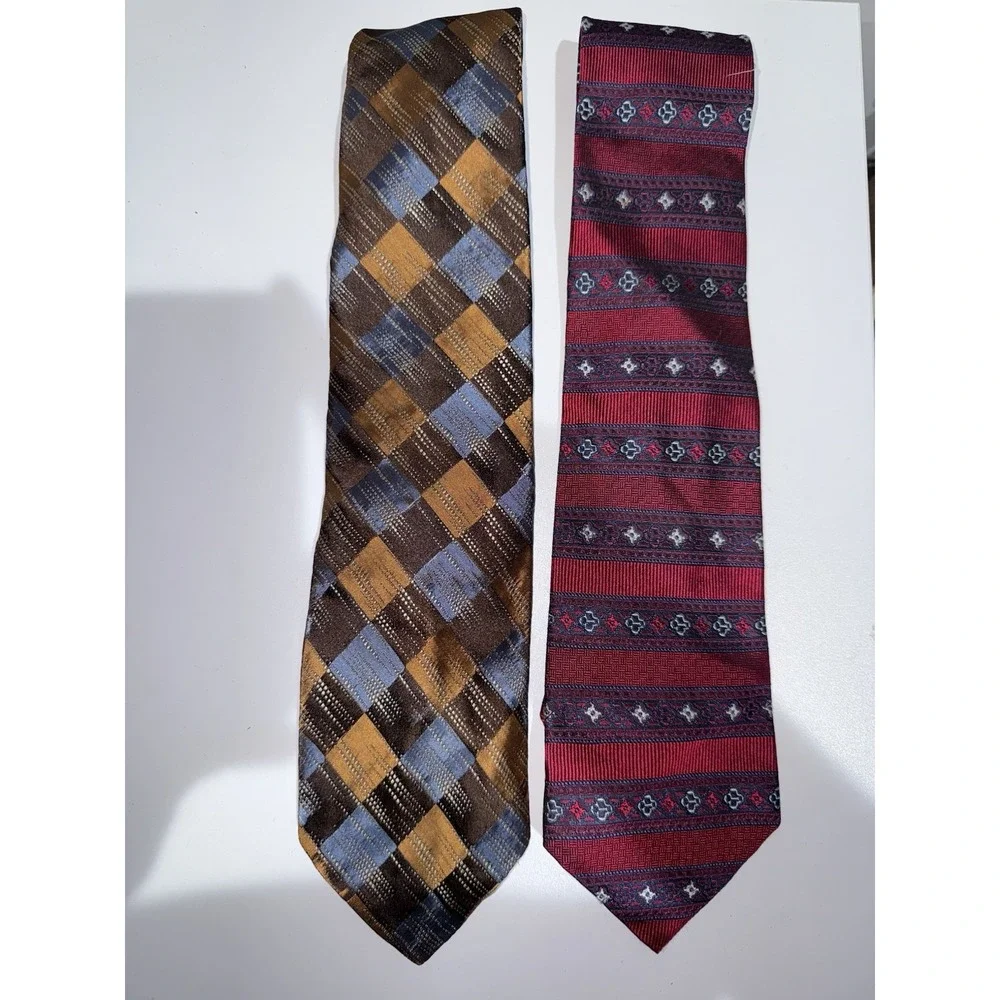 2 Yves Saint Laurent And Christian Dior Men's Neckties Silk Italian Rare!! YSL Y